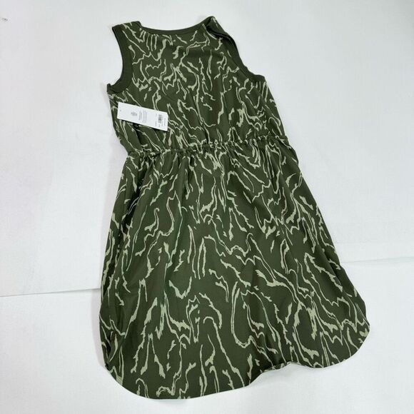 Athleta Dress Womens Small Green Rincon Printed Sleeveless Drawstring Mini New - Picture 8 of 11